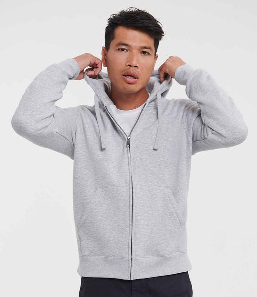 Russell Mens Authentic Zip Hooded Sweatshirt | 266M | Light Oxford