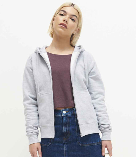 AWDis Ladies College Zoodie | JH050F | Heather Grey Model