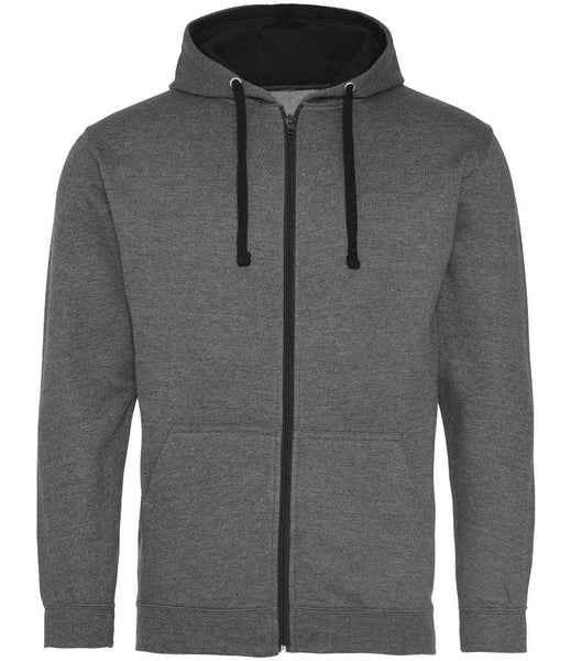 AWDis Varsity Zoodie | JH053 | Charcoal/Jet Black Front