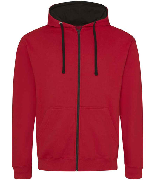 AWDis Varsity Zoodie | JH053 | Fire Red/Jet Black Front