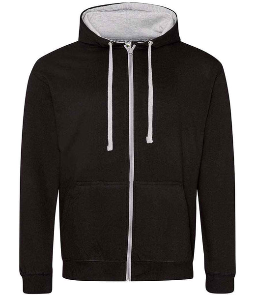 AWDis Varsity Zoodie | JH053 | Jet Black/Heather Grey Front