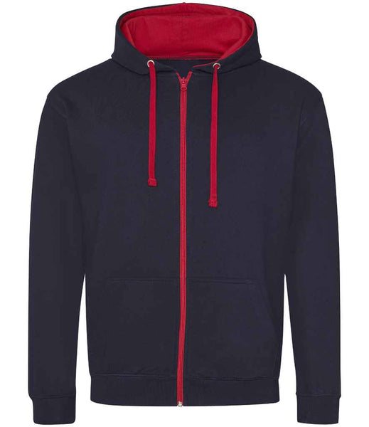 AWDis Varsity Zoodie | JH053 | New French Navy/Fire Red Front