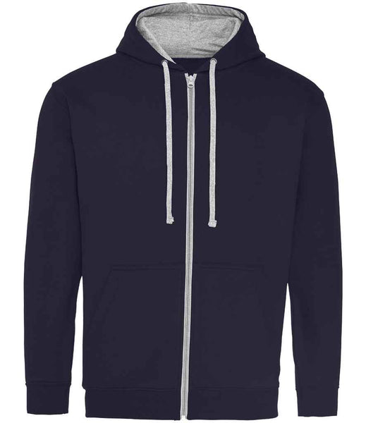 AWDis Varsity Zoodie | JH053 | New French Navy/Heather Grey Front