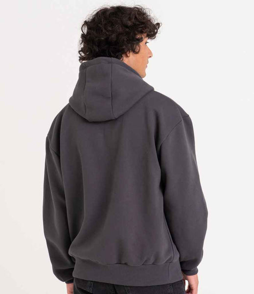 AWDis Signature Heavyweight Zoodie | JH125 | Solid Charcoal Model Showing Rear Of Hoodie