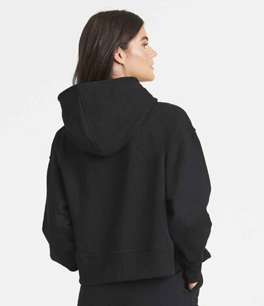 AWDis Ladies Relaxed Hoodie | JH305 | Deep Black Model Showing Back