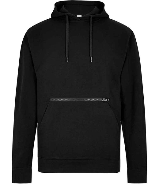 Kustom Kit Regular Fit Piqué Zipped Pocket Hoodie | KK338 | Black