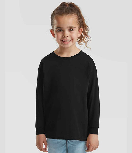 Fruit of the Loom Kids Long Sleeve Value T-Shirt | SS21B | Black