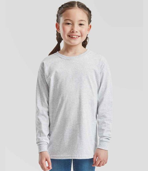 Fruit of the Loom Kids Long Sleeve Value T-Shirt | SS21B | Heather Grey