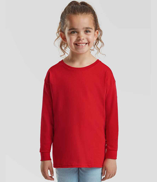 Fruit of the Loom Kids Long Sleeve Value T-Shirt | SS21B | Red